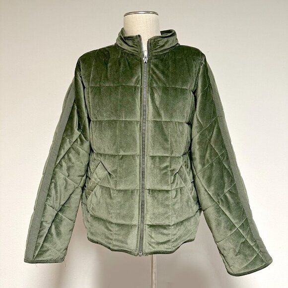 Main Strip Velvet Quilted Jacket - Picture 2 of 10